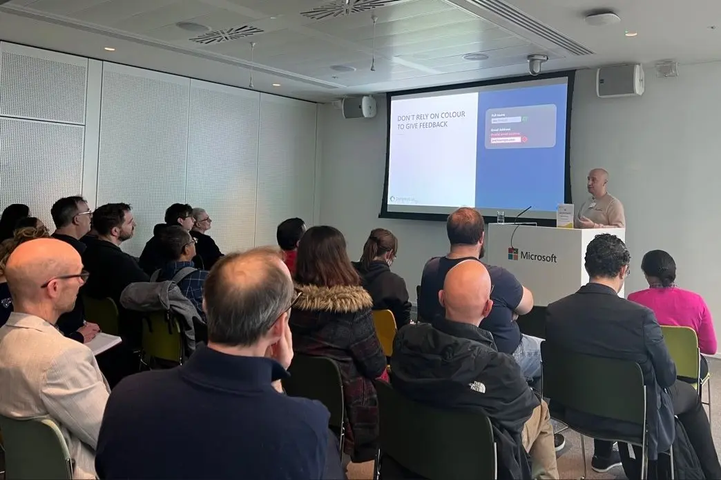 Charles Sexton speaking at Microsoft's offices in London