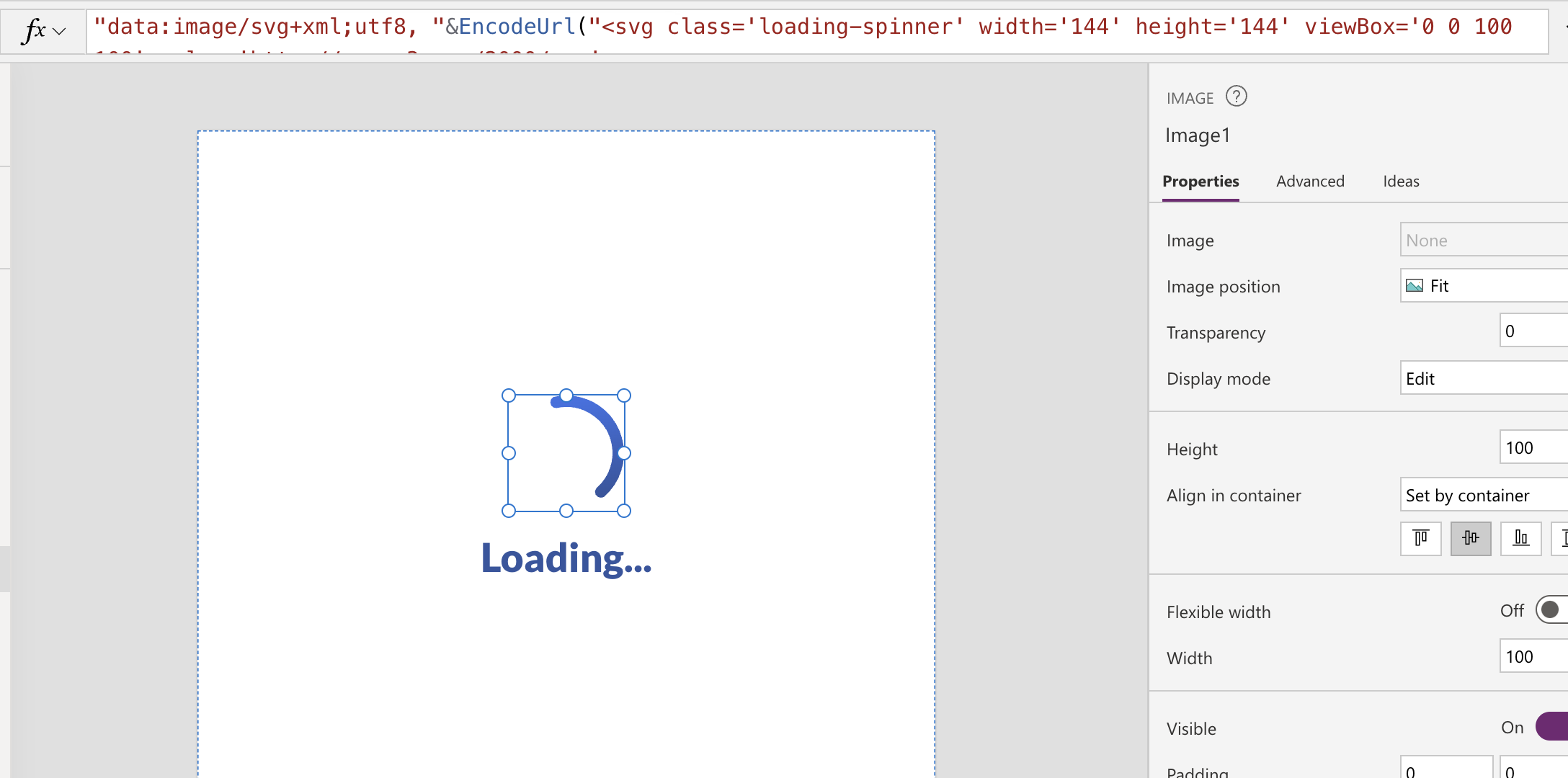 Loading spinner component in Power Apps Studio