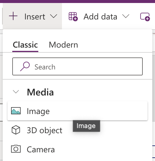 Inserting an image into Power Apps